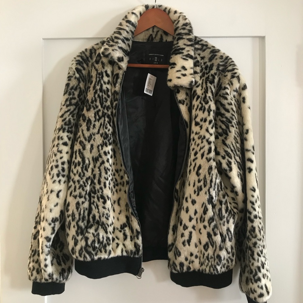 Faux Leopard Bomber